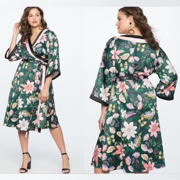 Eloquii Floral Printed Kimono Dress 14/16 - Picture 2 of 5